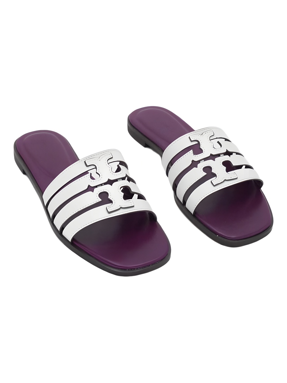 Tory Burch Ines Cage Slide Sandals Violet Blanc Size 7.5M